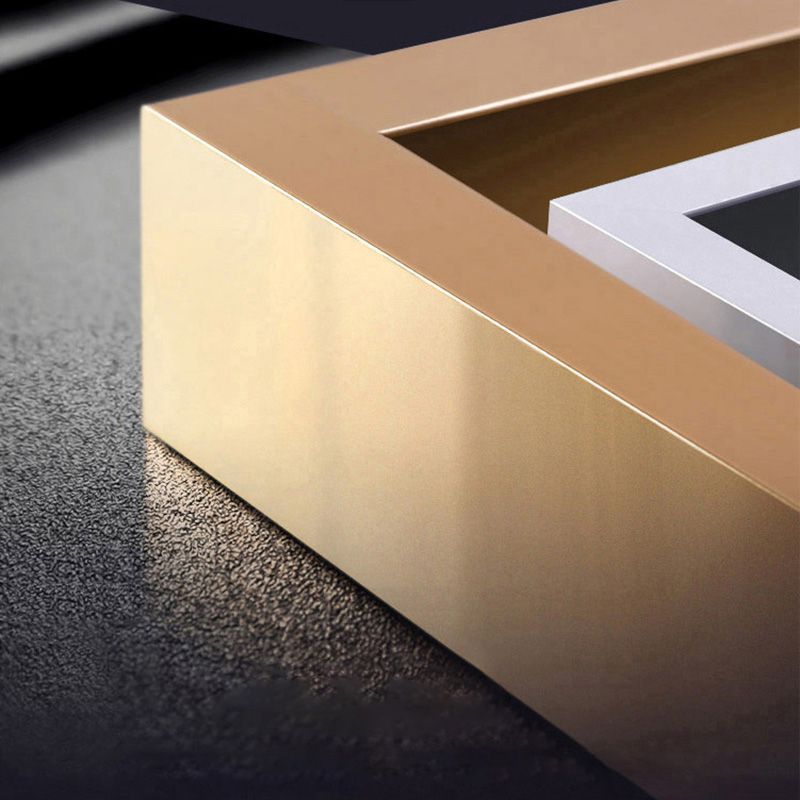 Contemporary Fixed Marble Dining Table Set with 4 Black Metallic Legs Kitchen Dining Set