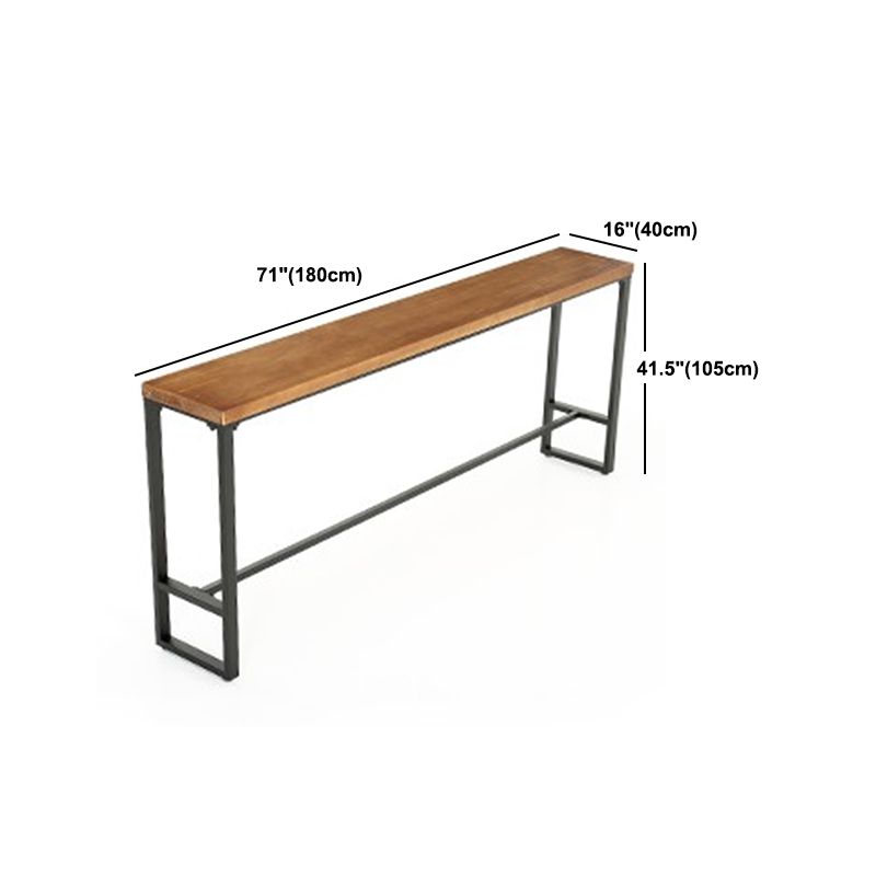 Rectangle Pine Wood Top Bistro Table Industrial Bar Table with Trestle Base