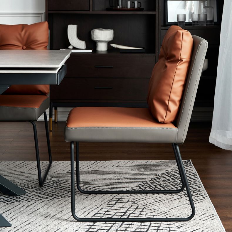 Modern Home Solid Back Chair Leather Matte Finish Dining Chair