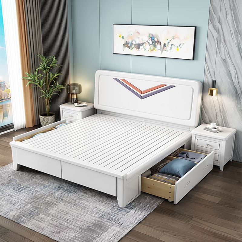 Contemporary Standard Bed Solid Wood Panel Bed with Headboard