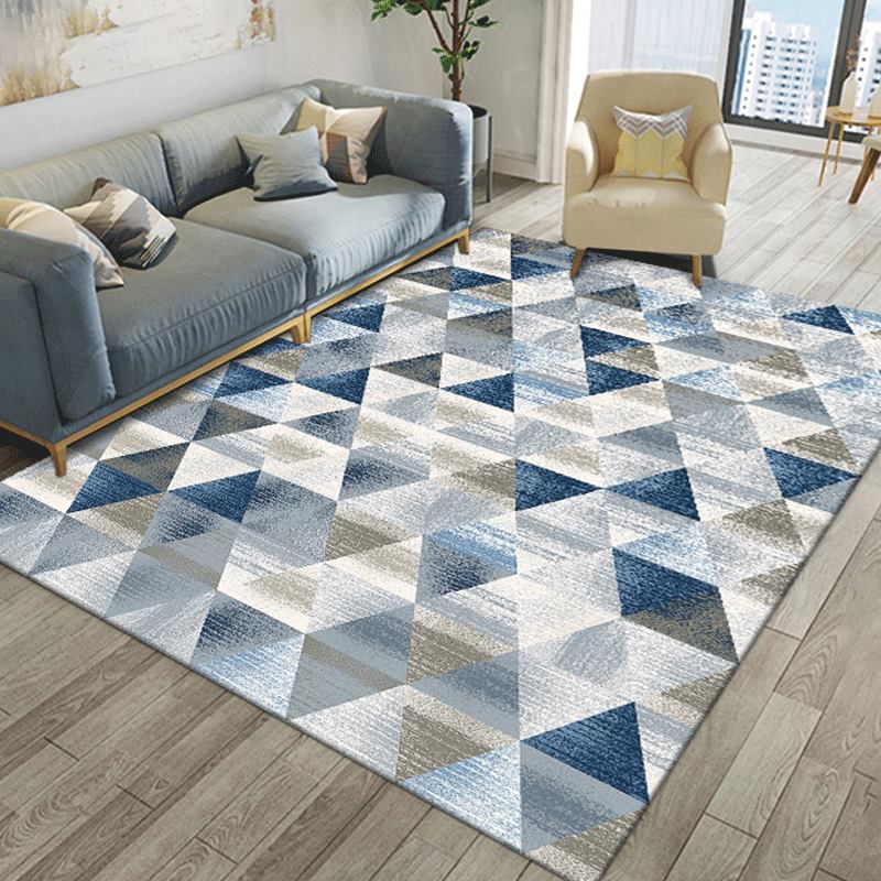 Modern Indoor Rug Geometric Contrast Panel Rug Polyester Non-Slip Area Carpet for Living Room