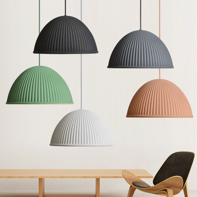 1 Light Bowl Hanging Pendant Modern Macaron Style Resin Hanging Lighting for Living Room