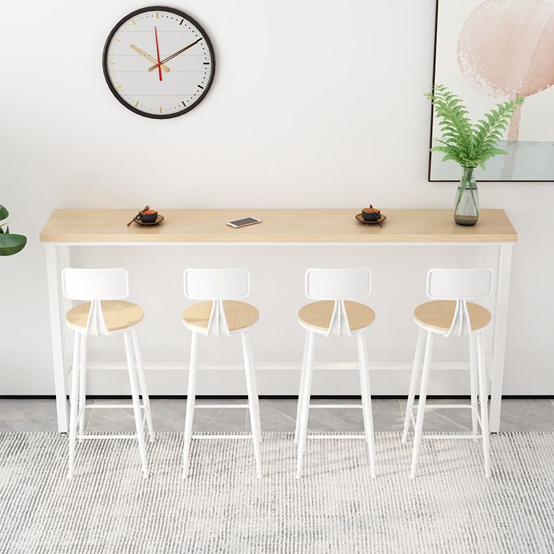 Modern Natural Bistro Bar Height Cocktail Table Rectangle Trestle Bistro Table