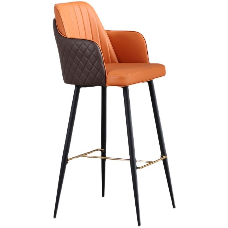 Glam Style Bar Stool Leather Backrest Bar Stools for Dining Room