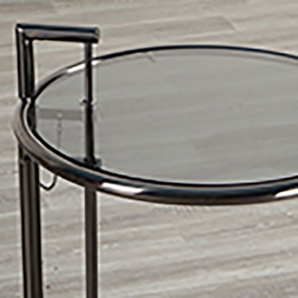 Modern Round Glass Top End Table 26.4" Tall Stainless Steel C Side Table