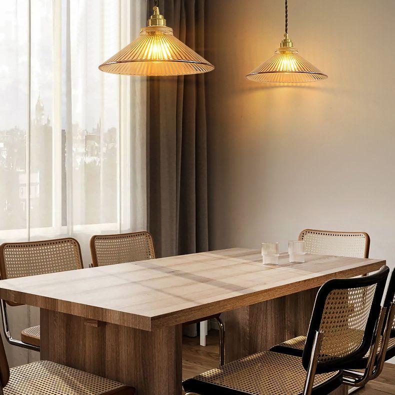 Cone 1 Light Pendant Light Fixture Industrial Style Glass Pendant Lamp in Gold