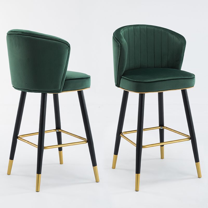 Scandinavian Iron Upholstered Counter Stools Black Low Back Bar Stools with Footrest