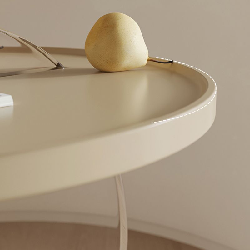 Contemporary Wood Round Top Side Table Acrylic Pedestal End Table
