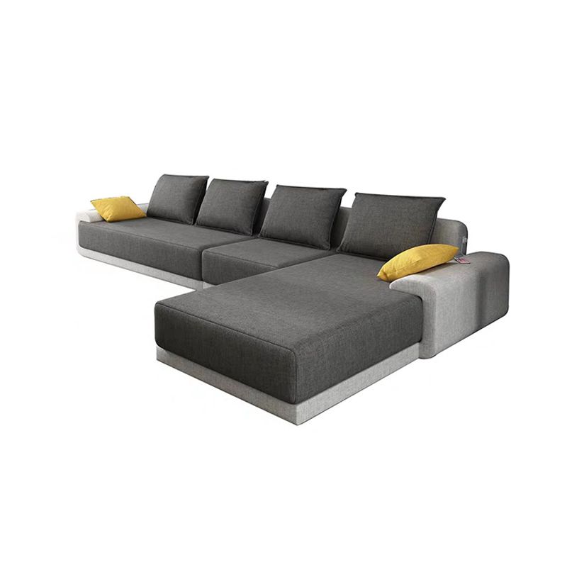 Contemporary Loose Back Removable Cushions Sofa with Reversible Chaise for Living Room