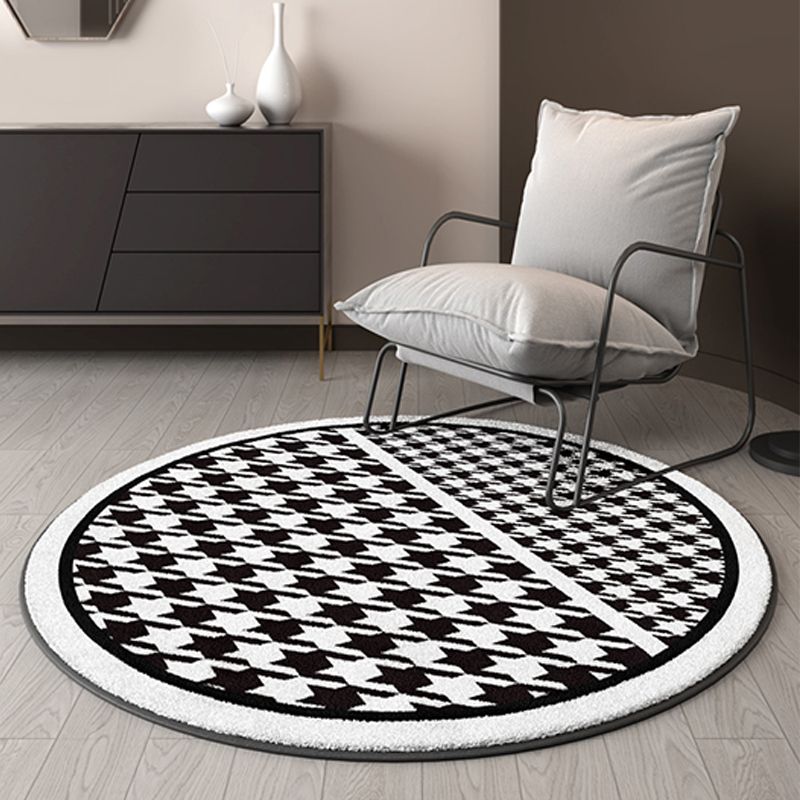 Round Zebra Printed Rug Modern Polyester Indoor Carpet Non-Slip Backing Area Rug for Living Room