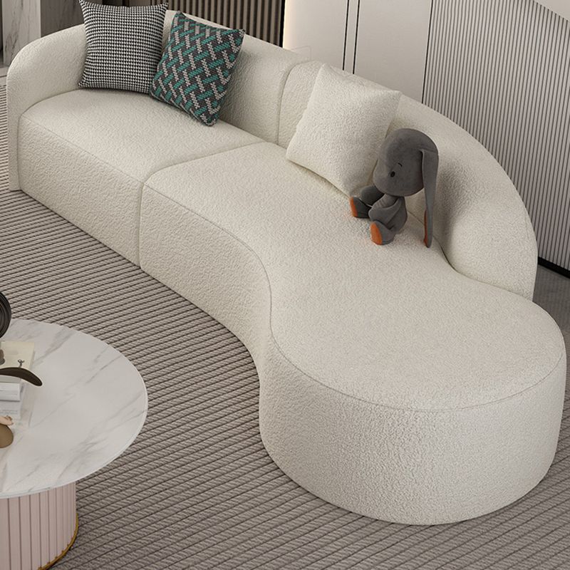 Contemporary 23.62 "/27.55" H White Wool Curved Sofa for Living Room