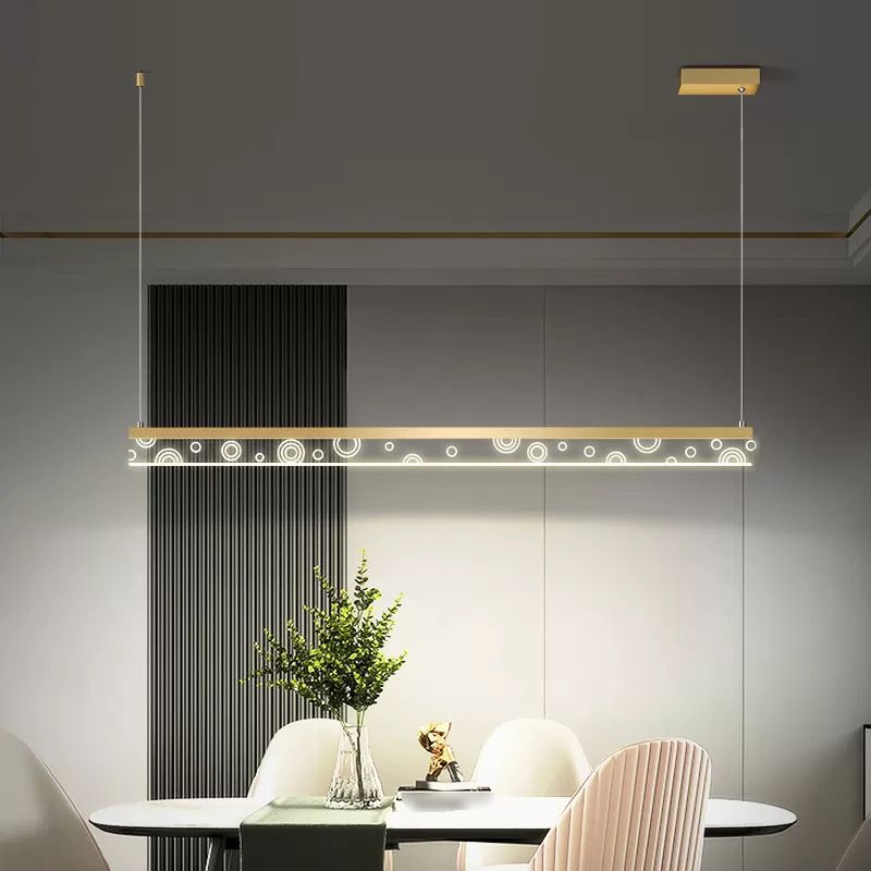 Minimalist Circle Print Suspension Lamp Aluminum Dining Room LED Island Light