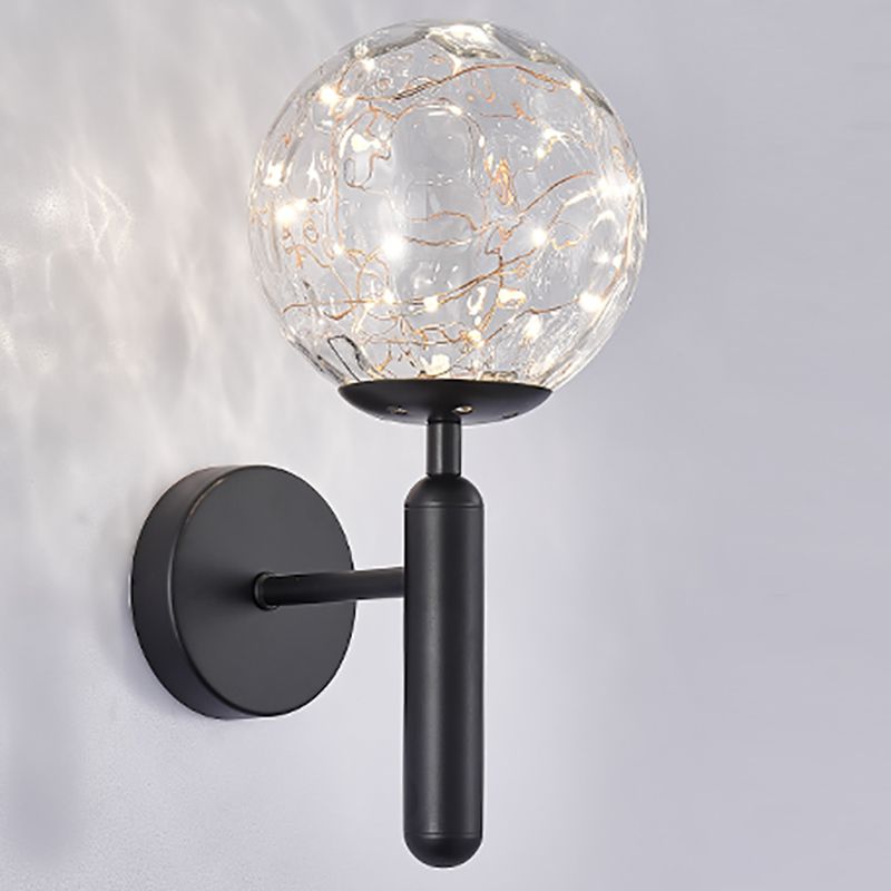 Stile moderno a forma sferica murale vetro sconce 1 illuminazione da parete leggera per accanto