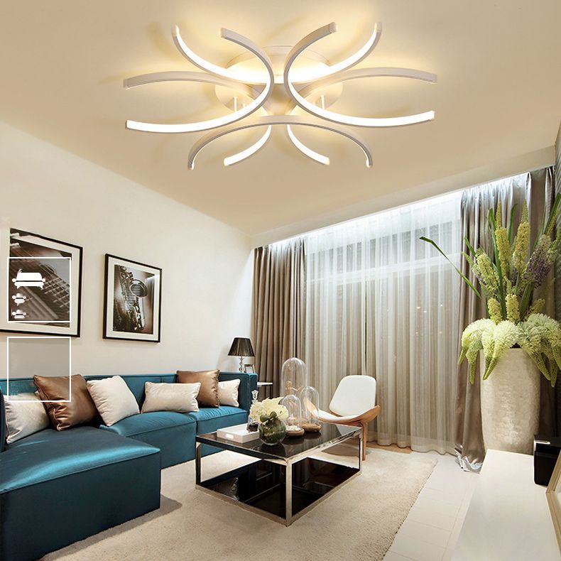 Weiße lineare LED Deckenleuchte in moderner Concise Style Aluminium Indoor Flush Mount für Wohnzimmer