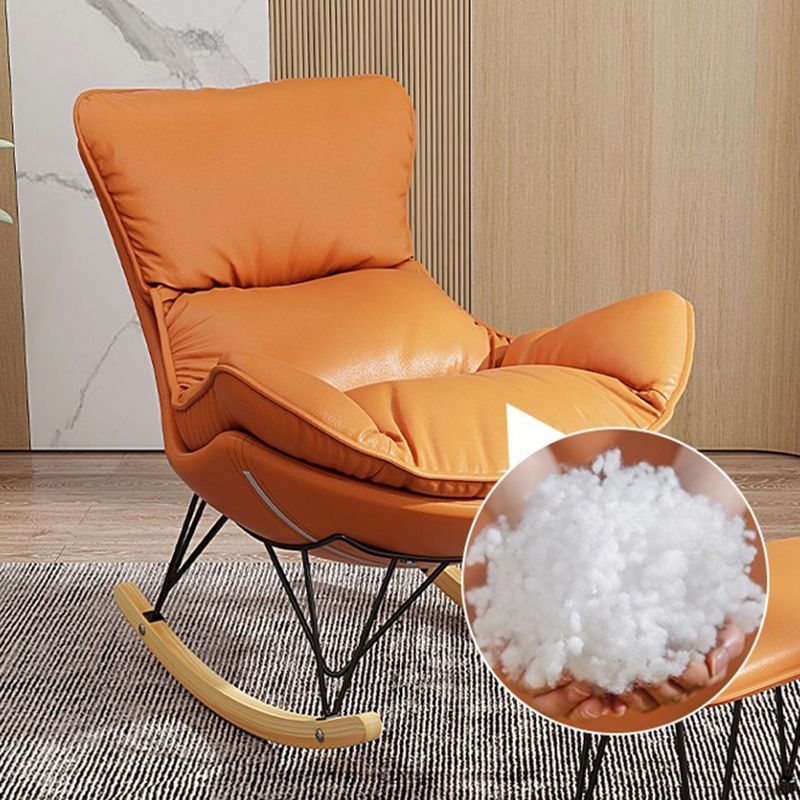 Modern Upholstered Rocker Chair Metal Frame Spindle Rocker Chair with Ottoman