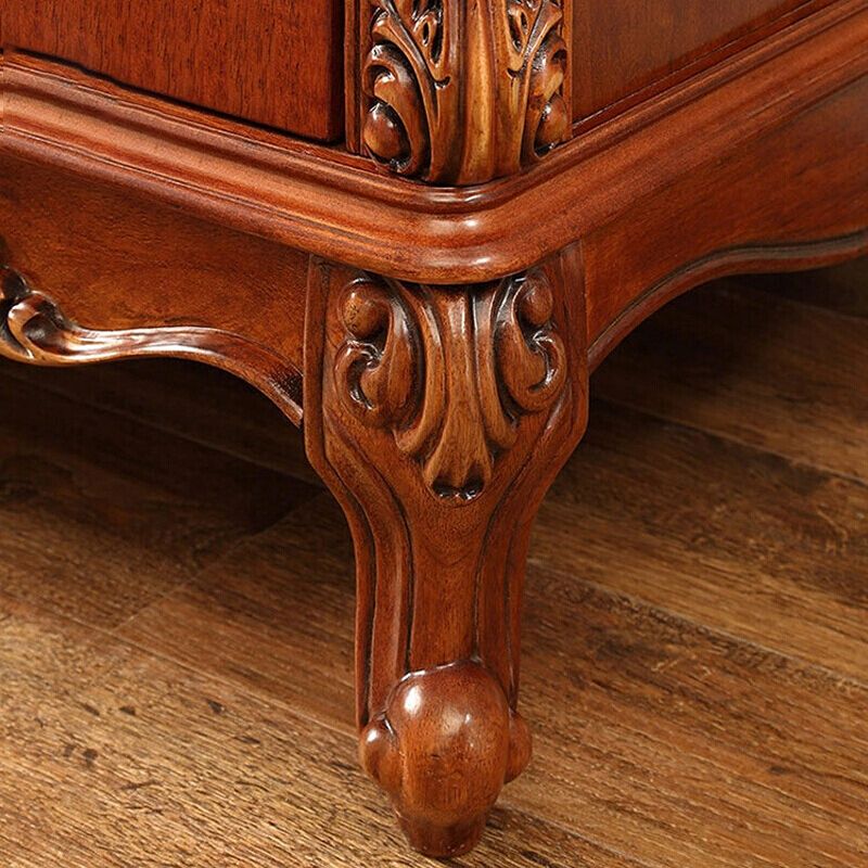 Dark Brown Mid-Century Modern Chest Pine Wood Drawer Knobs Rectangle Accent Chest