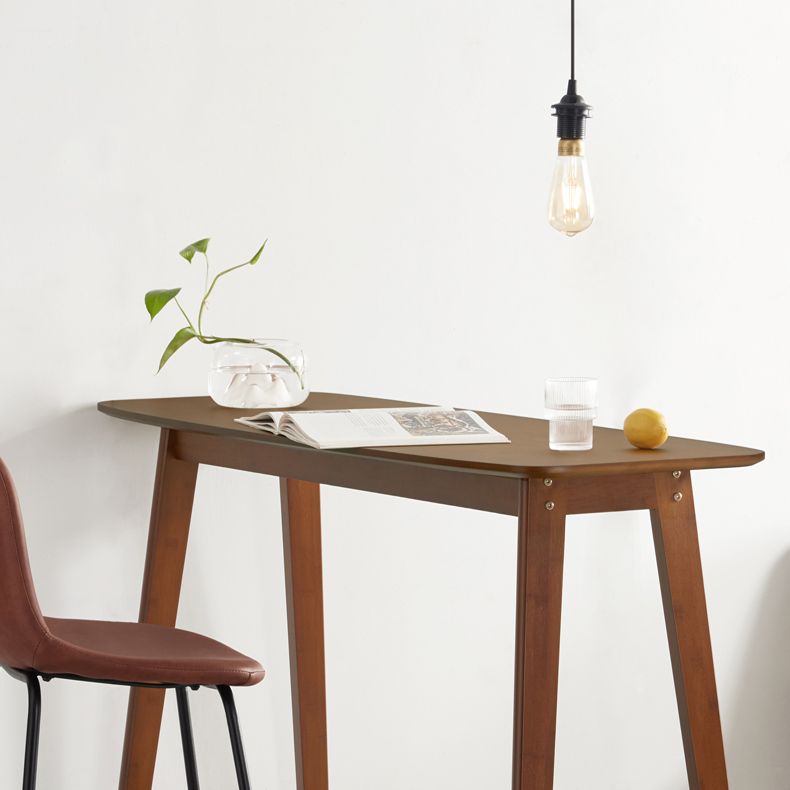 Modern Bamboo Rectangle Pub Table with Trestle for Living Room