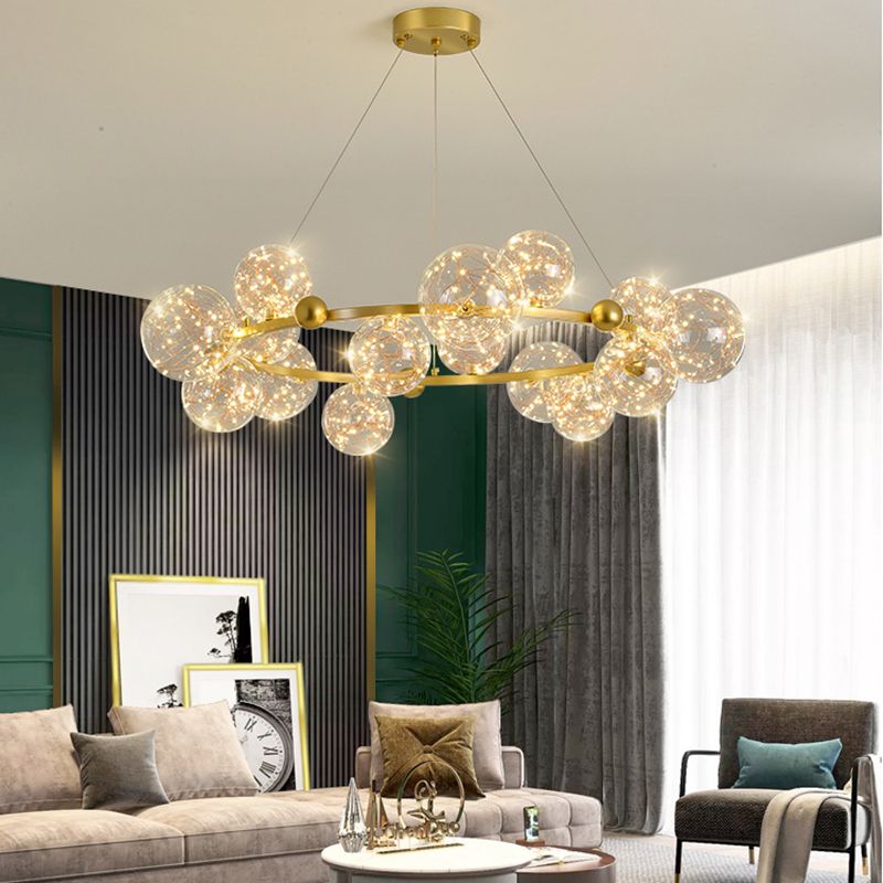 Multi Lights Ball Pendant Chandelier Modern Style Glass Hanging Lamps