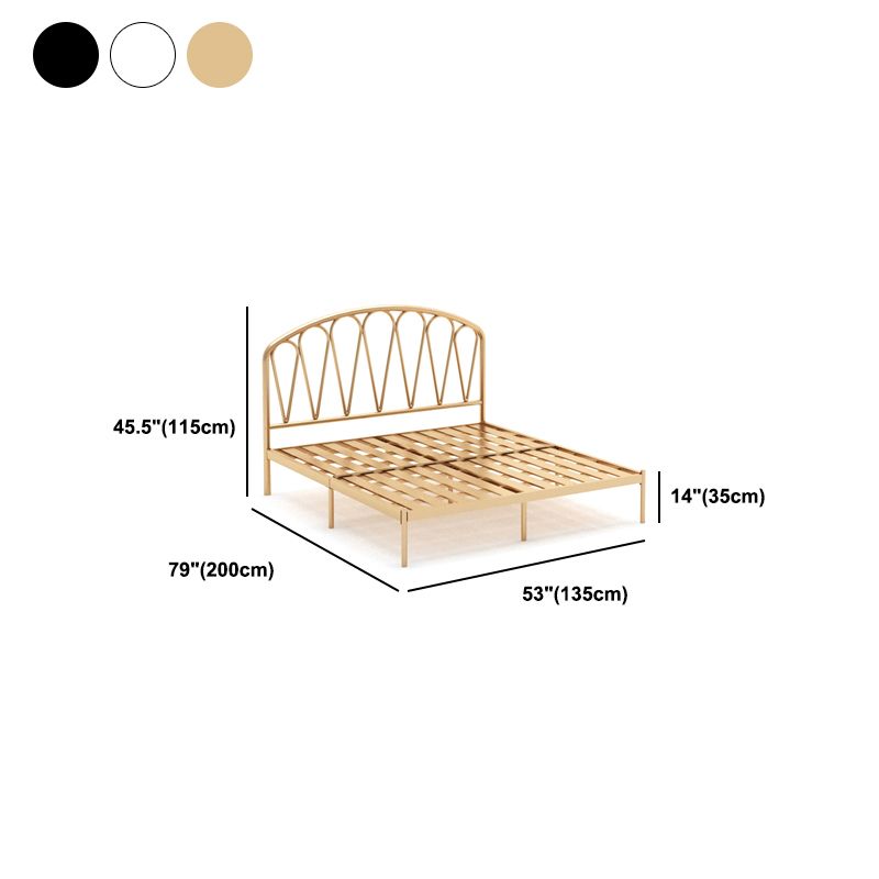Metal Glam Open-Frame Bed 45" Tall Standard Bed with Headboard