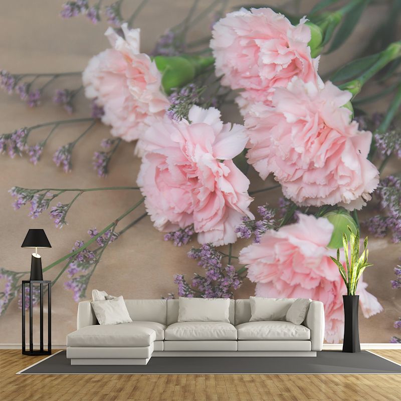 Photography Carnation Blossing Mural Wallpaper Modern Wall Covering for Living Room