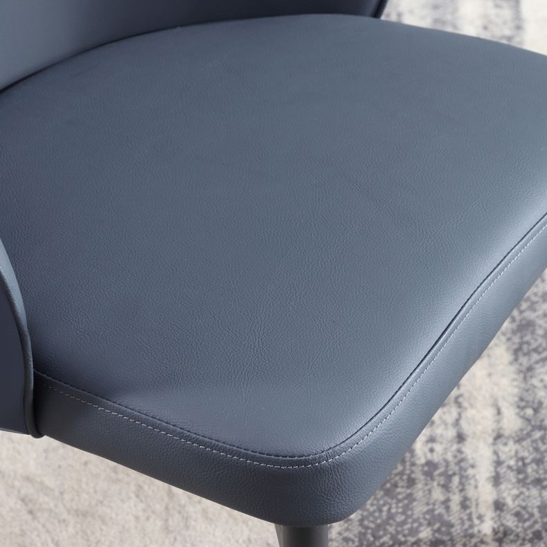 Modern Style Faux Leather Dining Chair Armless Metal Side Chair for Home Use