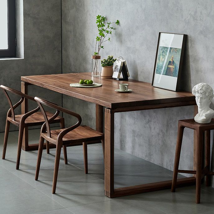 Dining Room Rectangle Dinner Table Traditional Solid Wood Dining Table