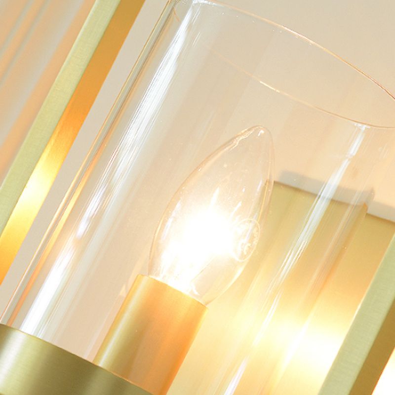 Lámpara de pared de pared de vidrio de latón colonial de lámpara de cilindro de 1 luces para sala de estar para sala de estar