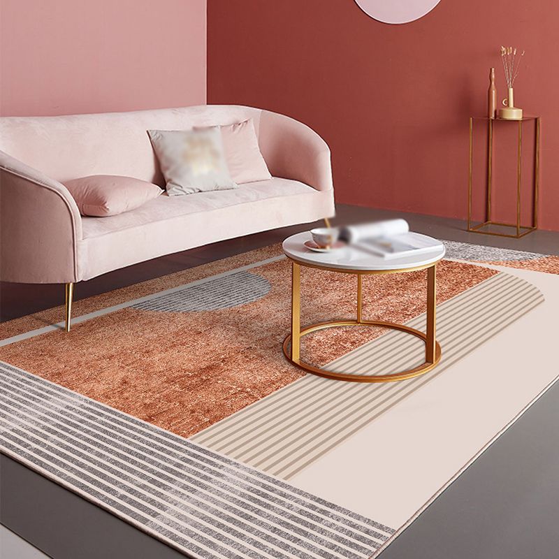 Pink Nordic Carpet Polyester Geometry Rug Non-Slip Backing Area Rug for Living Room