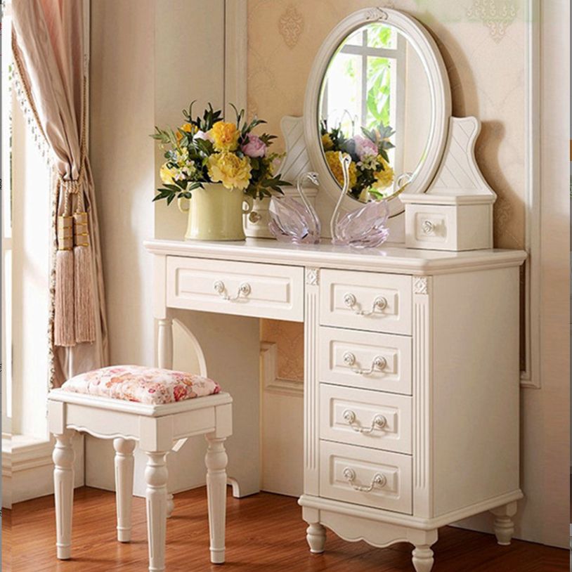Victorian Dressing Table White Bedroom With Drawer Wooden Mirror