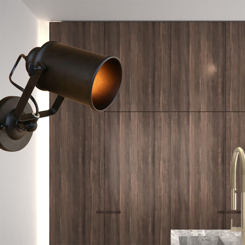 Zylinder Metallic Leuchten Licht antiker Stil 1 Leicht Wohnzimmer Wandmontierlicht in Schwarz/Rost