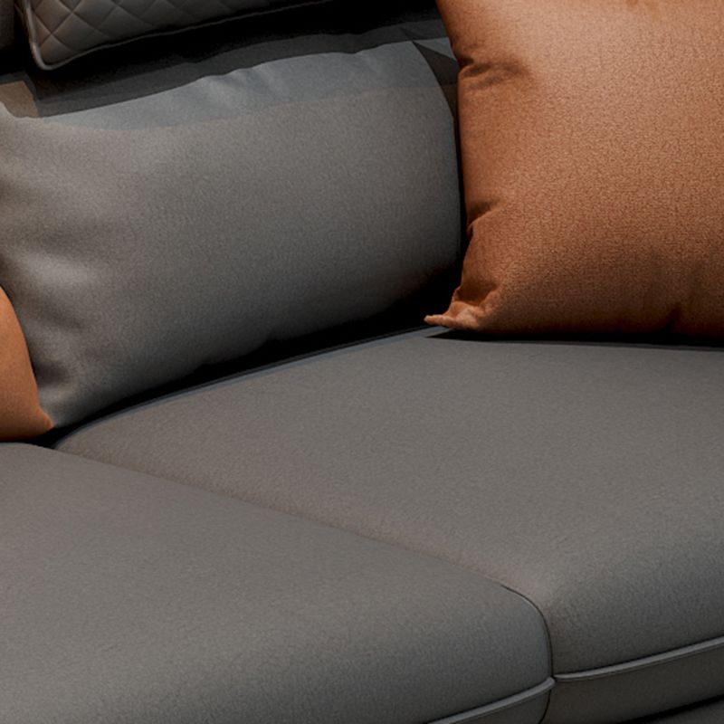 Stain-Resistant L-Shape Flared Arm Sectional Sofa with Chaise for Four People