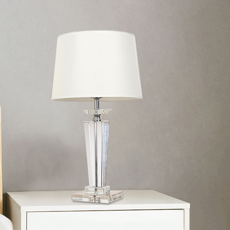 Fasskristall Task Light Moderne Stoff 1 Glühbirne weiße Nachttischlampe, 21 "/23,5" lang