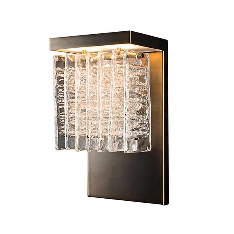 Rectángulo Backplate Splate Splate Mall Style Metal Metal LED Lighting Lighting con prisma de cristal transparente