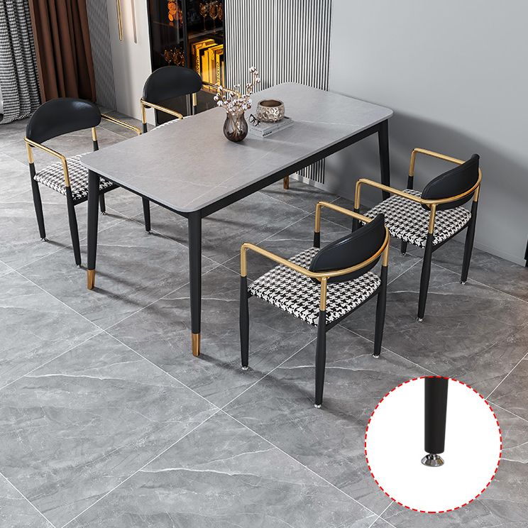 Glam Rectangle Dining Table Set 1/4/5/7 Pieces Dinette Set with Sintered Stone Top