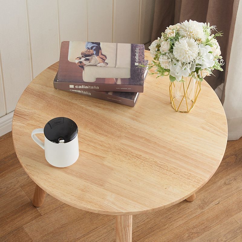 Contemporary Style Side End Table Solid Wood Round Sofa Side Accent Table