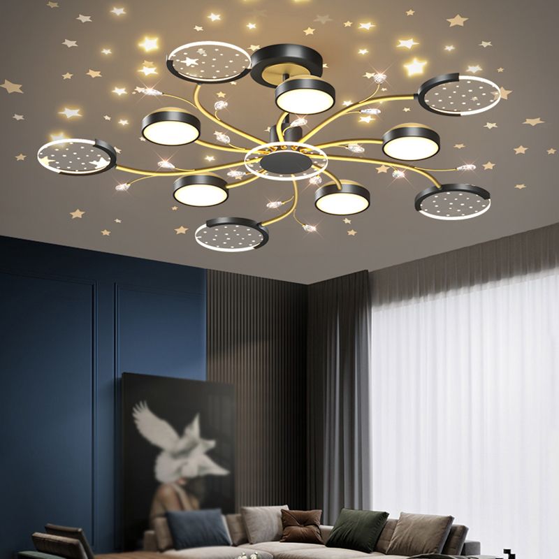 Modern Geometry Shade Metal Chandelier Lights Chandelier Lighting Fixtures in Black
