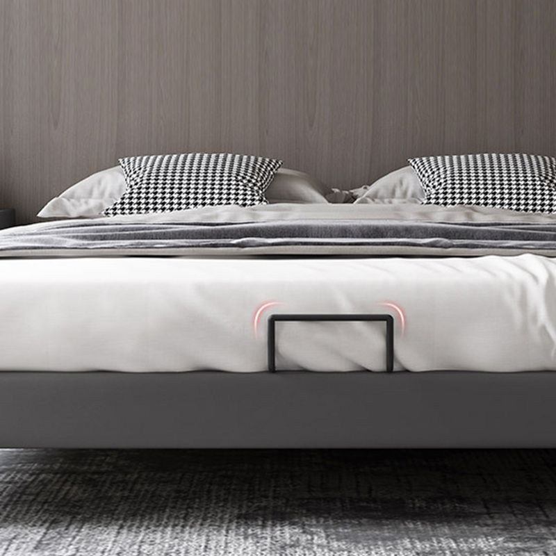 Dark Grey Platform Bed Wood and Upholstered Platform Bed Frame with Metal Legs