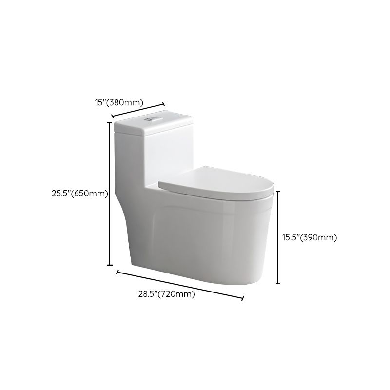 Contemporary Siphon Jet Toilet Bowl White Ceramic All-In-One Toilet