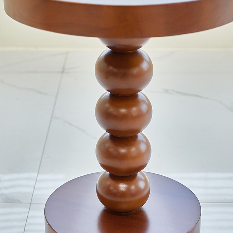 Contemporary End Table Solid Wood Pedestal Round Living Room Side Table