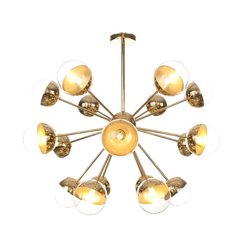 Semi-encastré Globe pour salle à manger, verre blanc/transparent/gris fumée, 9/12/15 lumières, luminaire semi-encastré contemporain en cuivre/chrome/or