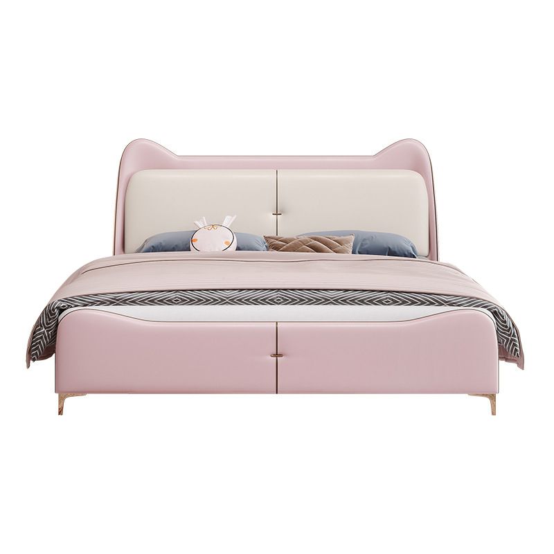 49.6" Tall Wood and Upholstered Wingback Bed Contemporary Standard Bed