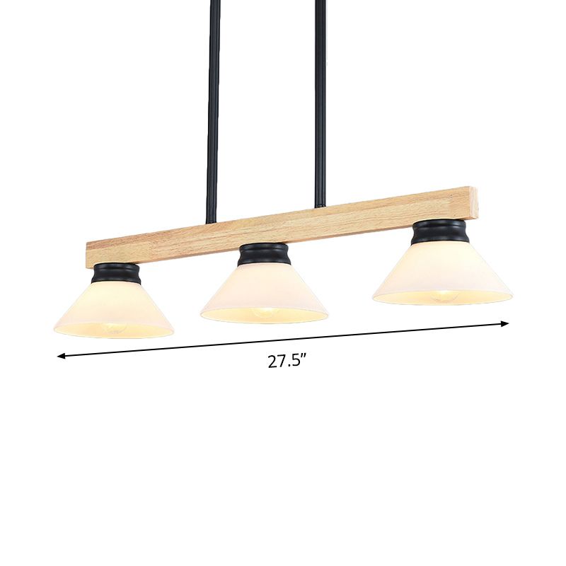 Linea Isola Light Light Contemporary Wood 3 Heads Sala da pranzo Kit lampada sospesa con asta oro/nero