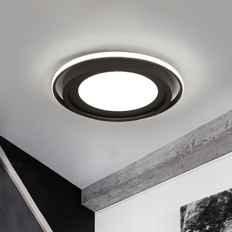 Acrylic Round Flush Lighting Modern LED Flush Mount in White/Black for Bedroom, White/Warm Light