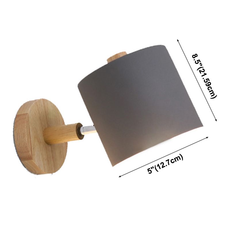 Macaron Cylindrical Wall Reading Lamp Metal 1 Head Bedroom Wall Light Fixture