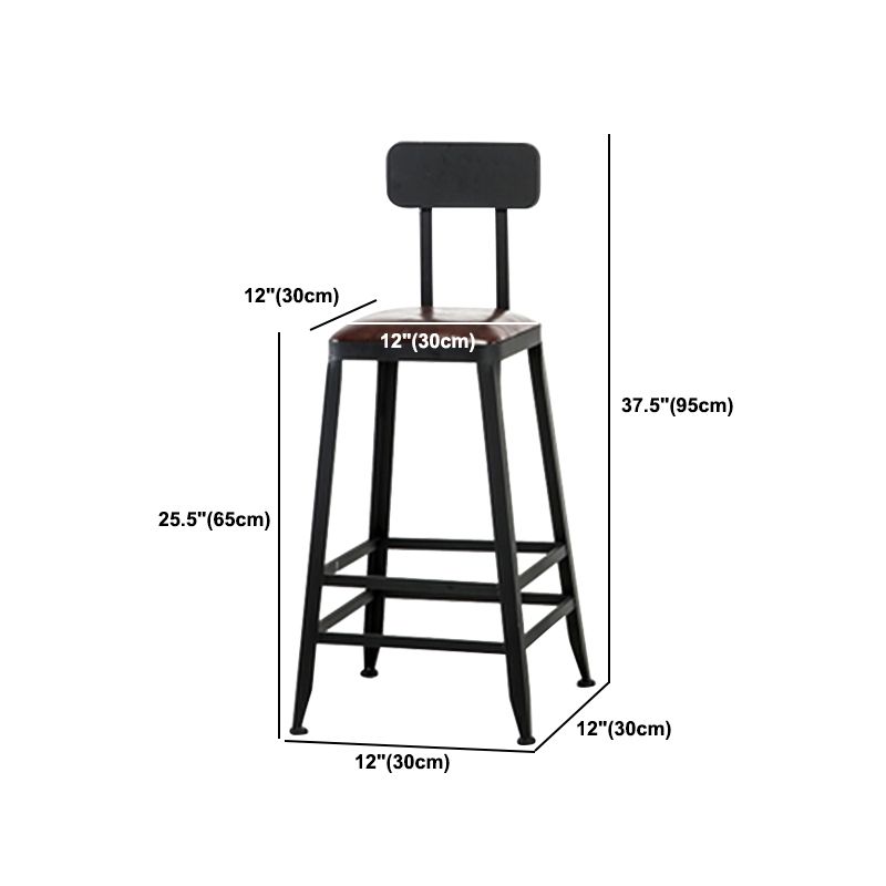 Industrial Bar Stool Wooden Counter Bar Stool with Metal Legs for Home