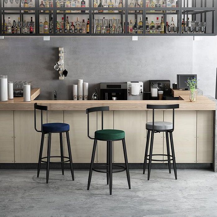 Contemporary Metal Barstool Fabric Upholstered Counter Stool in Matte Finish for Indoor