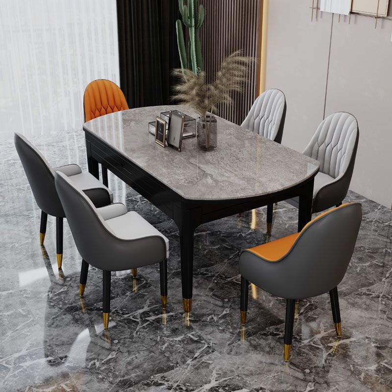Faux Leather Dining Chairs Modern Parsons Chair with Wood Legs