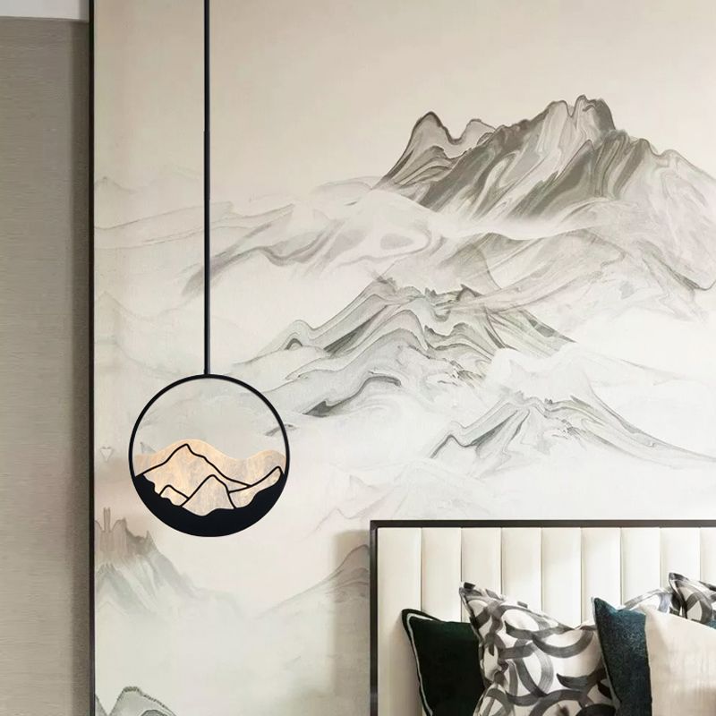 Pendentif de forme ronde en métal LED moderne LED suspendu suspendu pour le salon