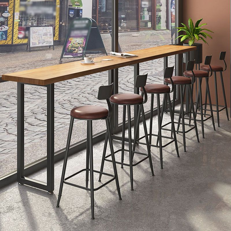 Modern Wood Pub Table with Rectangle Table Top Black Trestle Table with 42-inch Height