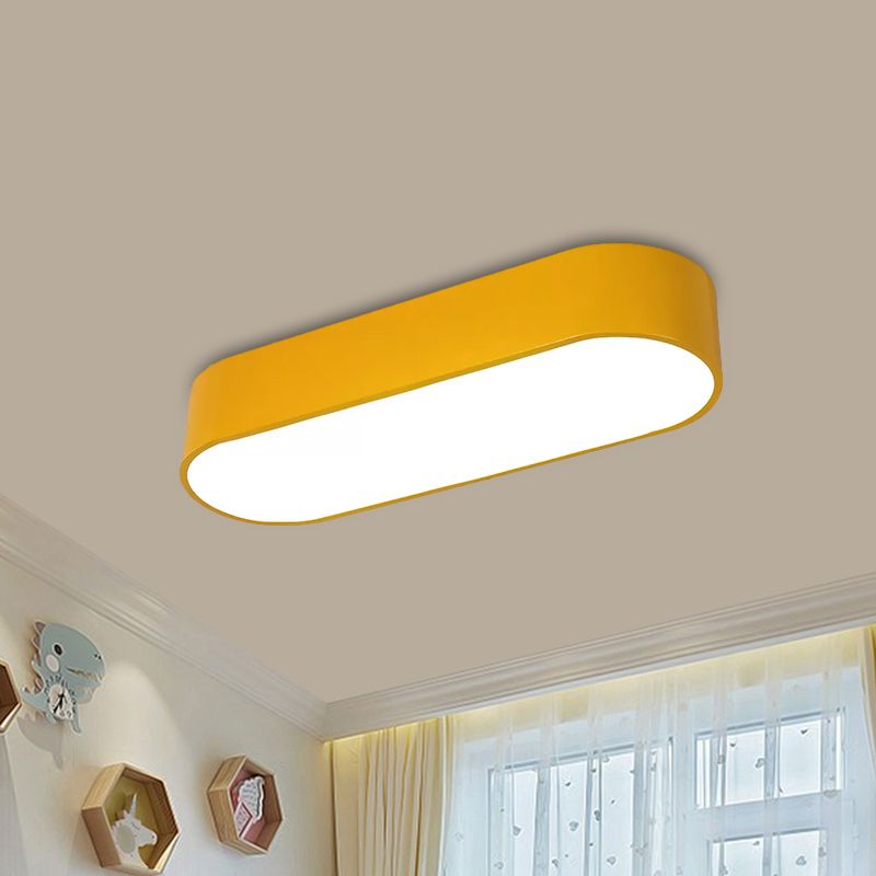 Luminaire encastré LED elliptique pour enfants, finition acrylique rouge/jaune/bleu proche du plafonnier